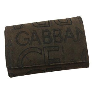 AUTH PRADA Three Folded Wallets Logo Jagade Beige Canvas ~ Leather